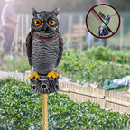 Hausse Fake Owl Decoy Bird Scarecrow Sculpture, 13.6 Inch Plastic Horned Owl Bird Deterrents, Garden Protectors, Nature Enemy Pest Repellent for Outdoor Garden Yard