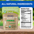 Konsyl Organic Psyllium Husk Powder - Perfect for Vegan Baking - USDA Certified Fiber Supplement Powder - All Natural, Gluten-Free, Sugar-Free, Unflavored