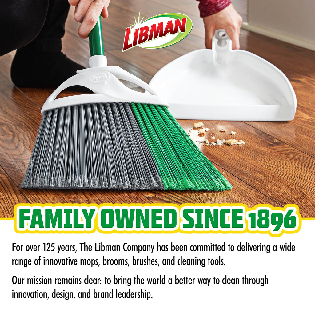 Libman FlexTech Broom with Dustpan Combo Set for Sweeping Indoor and Outdoor Floors, Pet, Dog Hair Broom, 55” Precision Angle Broom, 3 Piece Handle, 11" Wide, 10.25" Wide Dust Pan