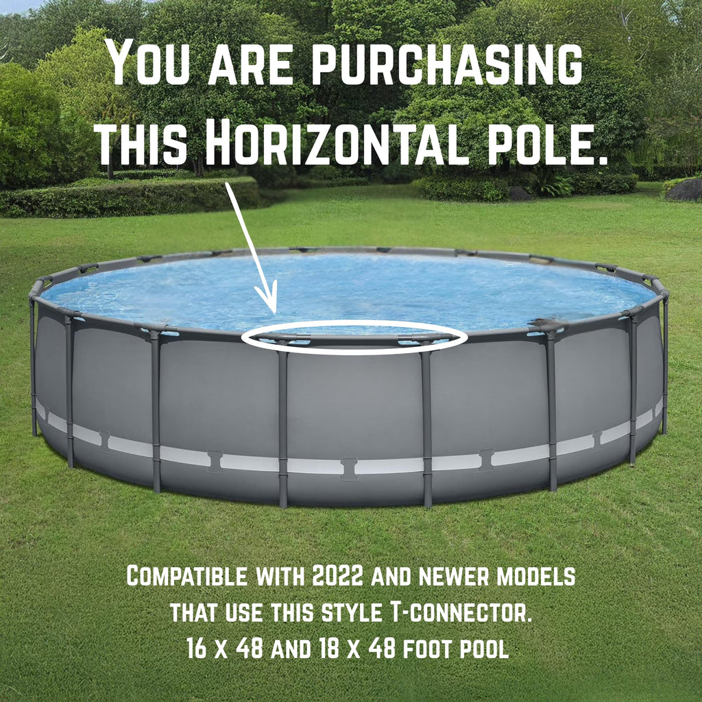 Replacement Horizontal Pool Leg, Pole & Frame Support Bar Gray Oval Compatible with Bestway & Coleman Power Steel 18ft x 48in and 16ft x 48in Above Ground Swimming Pools (Fits 2022+ Models)