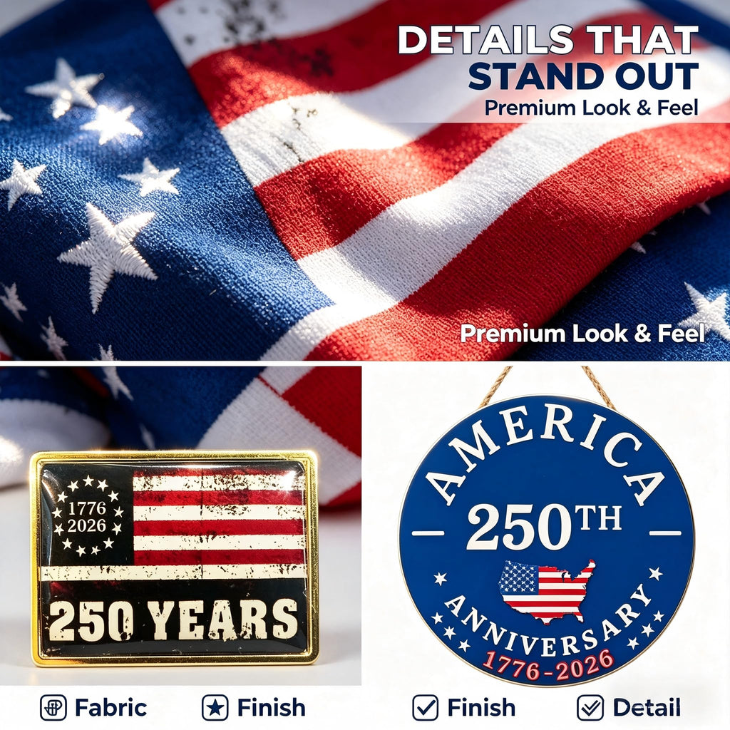 Porch Goose Outfit for 4th of July, America 250 Patriotic Goose Clothes for 23 Inch Lawn, Independence Day Porch Decor with Hat & Glasses, America 250th Anniversary Goose Outfit, 1776–2026 Sign & Pin