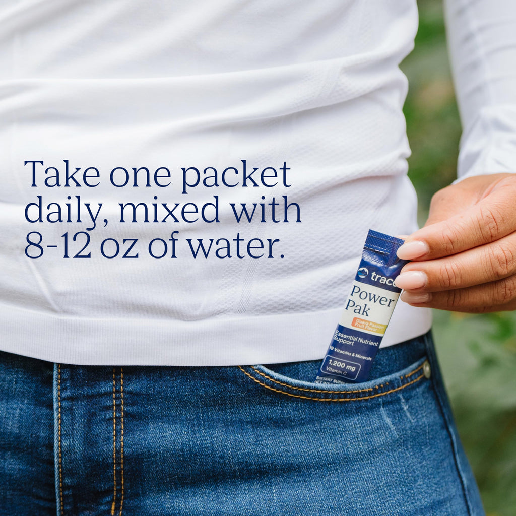 Trace Minerals Power Pak Multivitamin and Multimineral Packets - Electrolyte Support - 1200 mg Vitamin C plus 70+ Trace Minerals - Guava Passion Fruit Flavor - 30 Packets