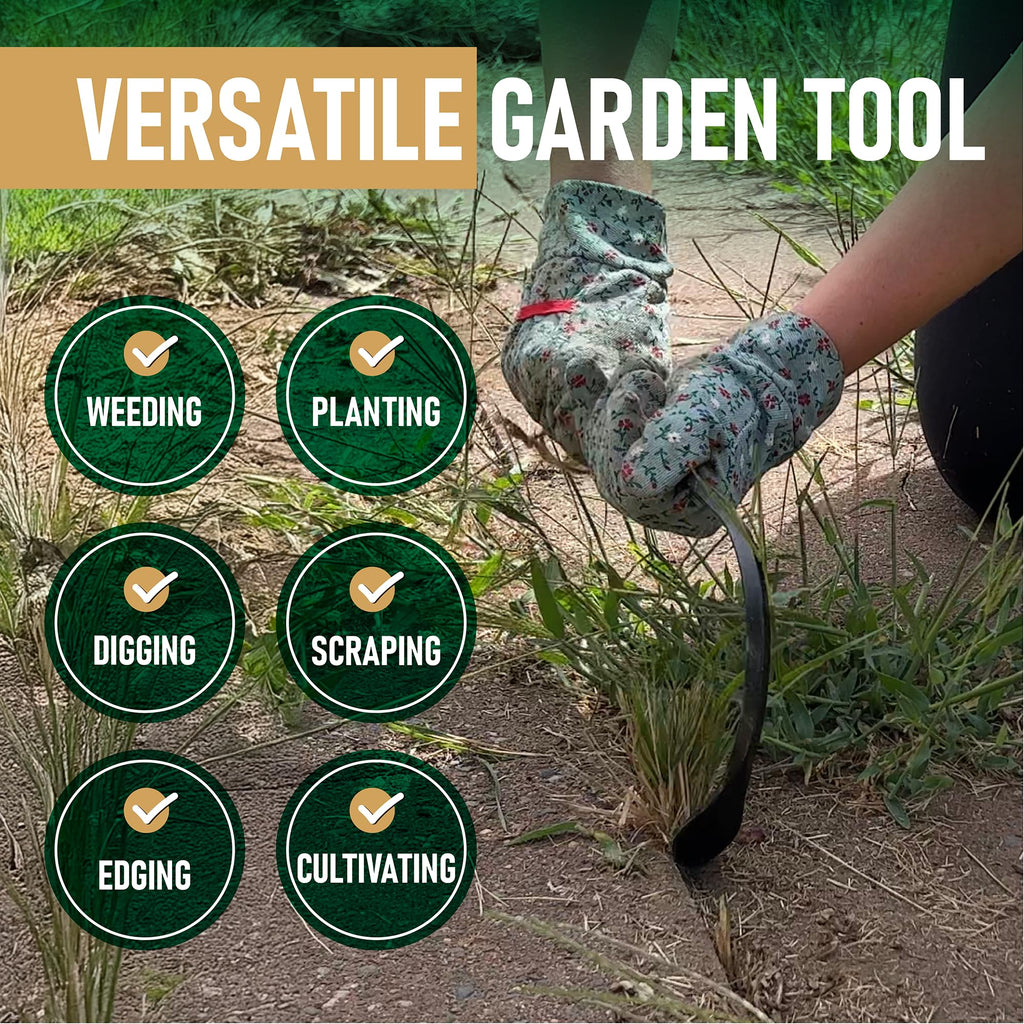 Grampa's Garden Hook Weeder & Cultivator Tool for Digging, Edging, Planting