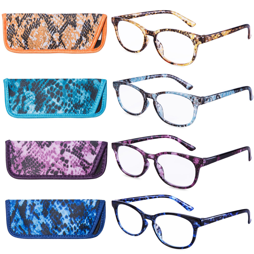 EYEGUARD Reading Glasses 4 Pack Quality Fashion Colorful Readers for Women +4.50