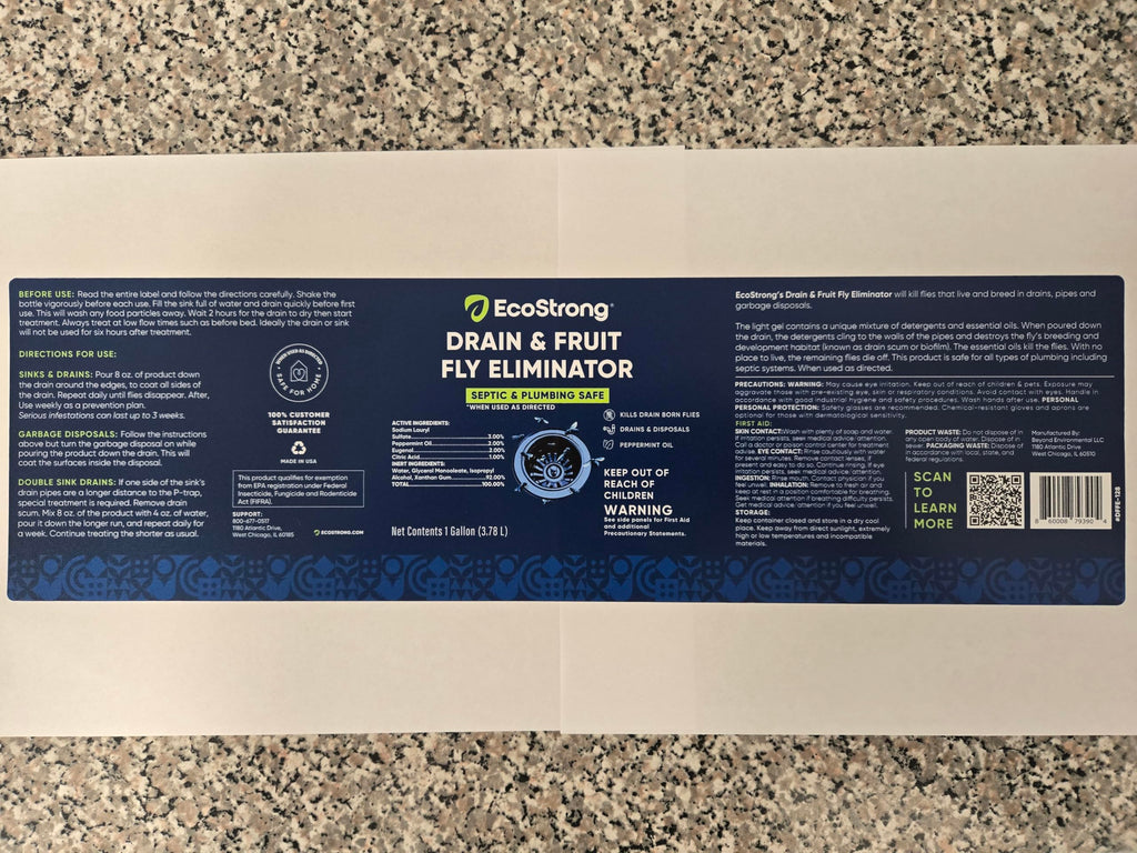 Fruit Fly Drain Treatment | Drain Fly Eliminator | Eliminates Gnats, Sewer Flies and More - Works in All Drains - 128 Fl Oz w Fly Finder