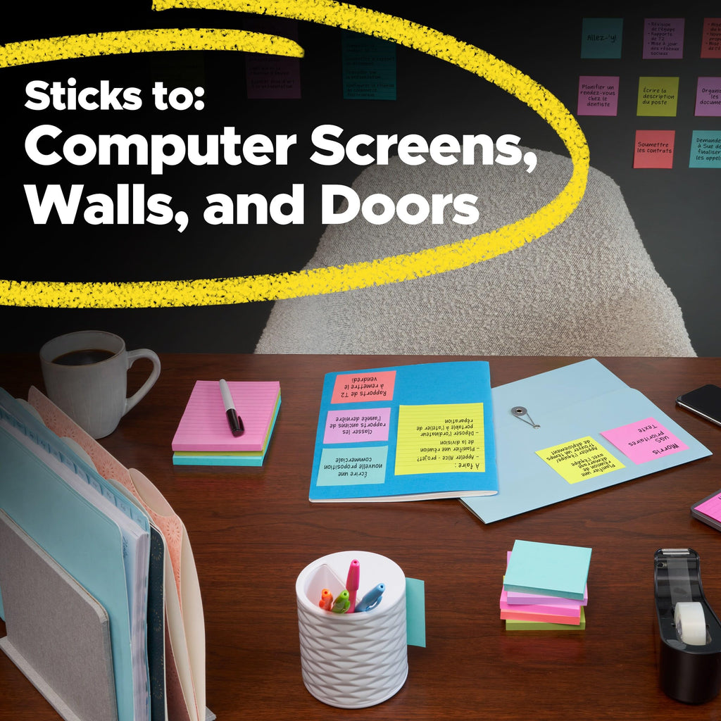 Post-it Super Sticky Notes, 3 x 3 in, Assorted Brights, 24 Pads