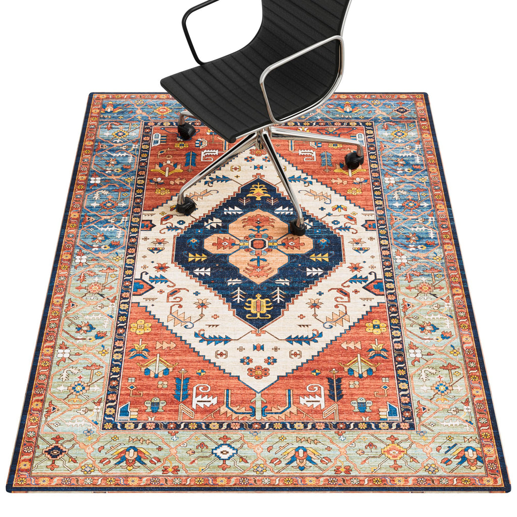 Office Chair Mat for Hardwood Floor, 36"X 48" Desk Rug for Rolling Computer Gaming Chairs, Machine Washable Under Desk mats, Office Carpet Floor Protector Mat -Blue
