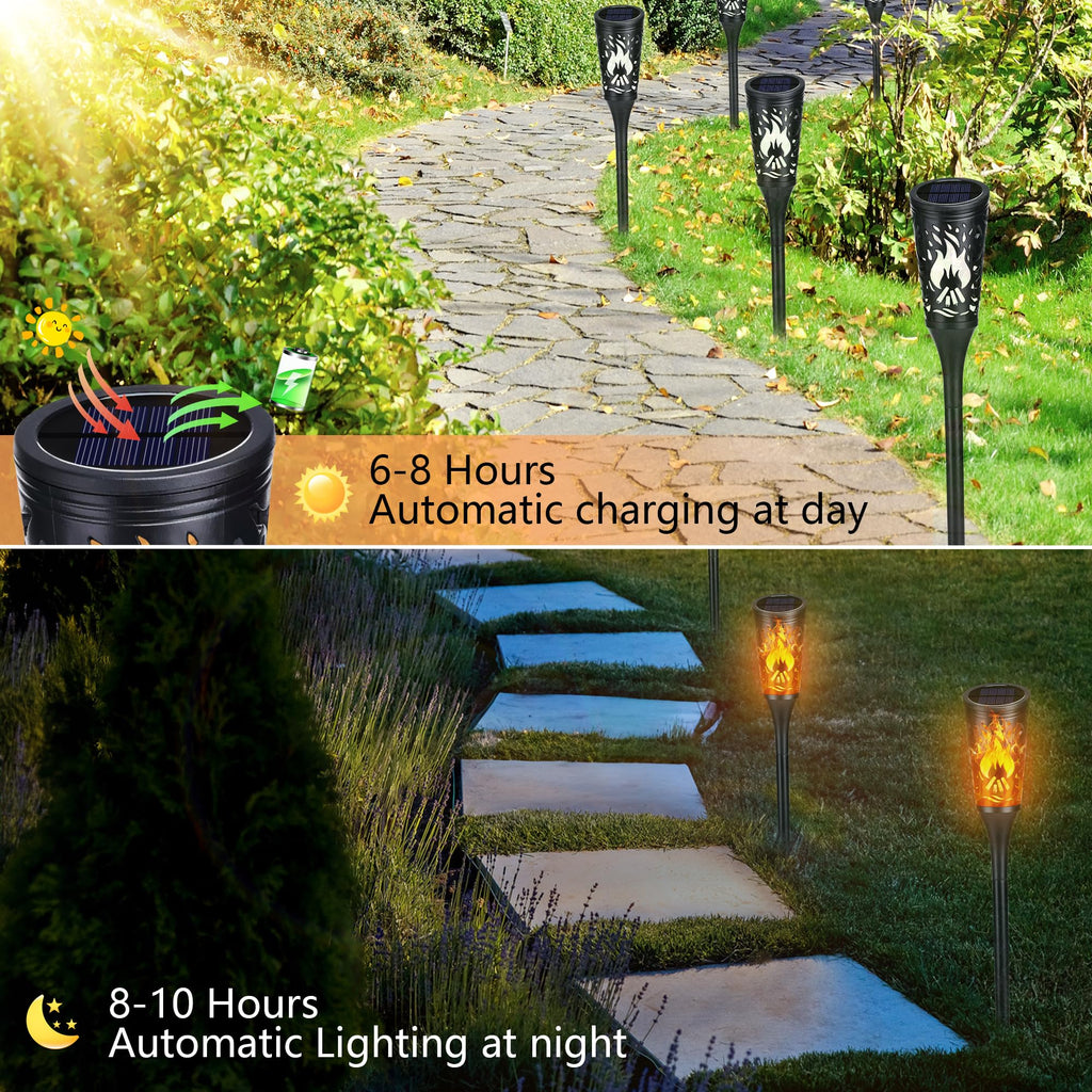 Toodour Solar Lights Outdoor, 6 Pack Solar Torch Lights with Flickering Flame, IP65 Waterproof Yard Lights Landscape Decoration Lighting for Outside Garden Lawn Pathway Patio Decorations