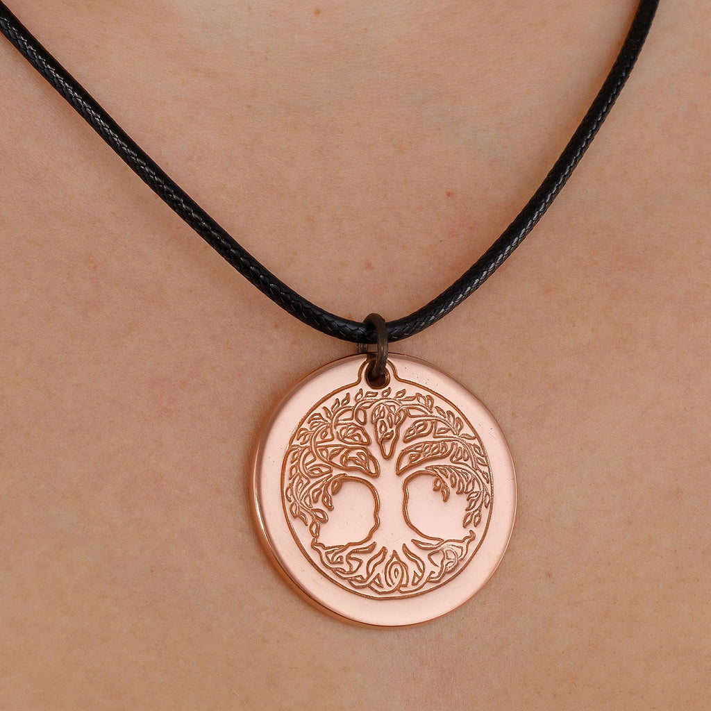 DEMMEX Pure Copper Tree of Life Pendant Necklace for Men and Women, 2.5mm Thick, 1.5 Inches Diameter, Uncoated, Handmade in Turkey - Polish with Salt-Lemon Mix (Copper)