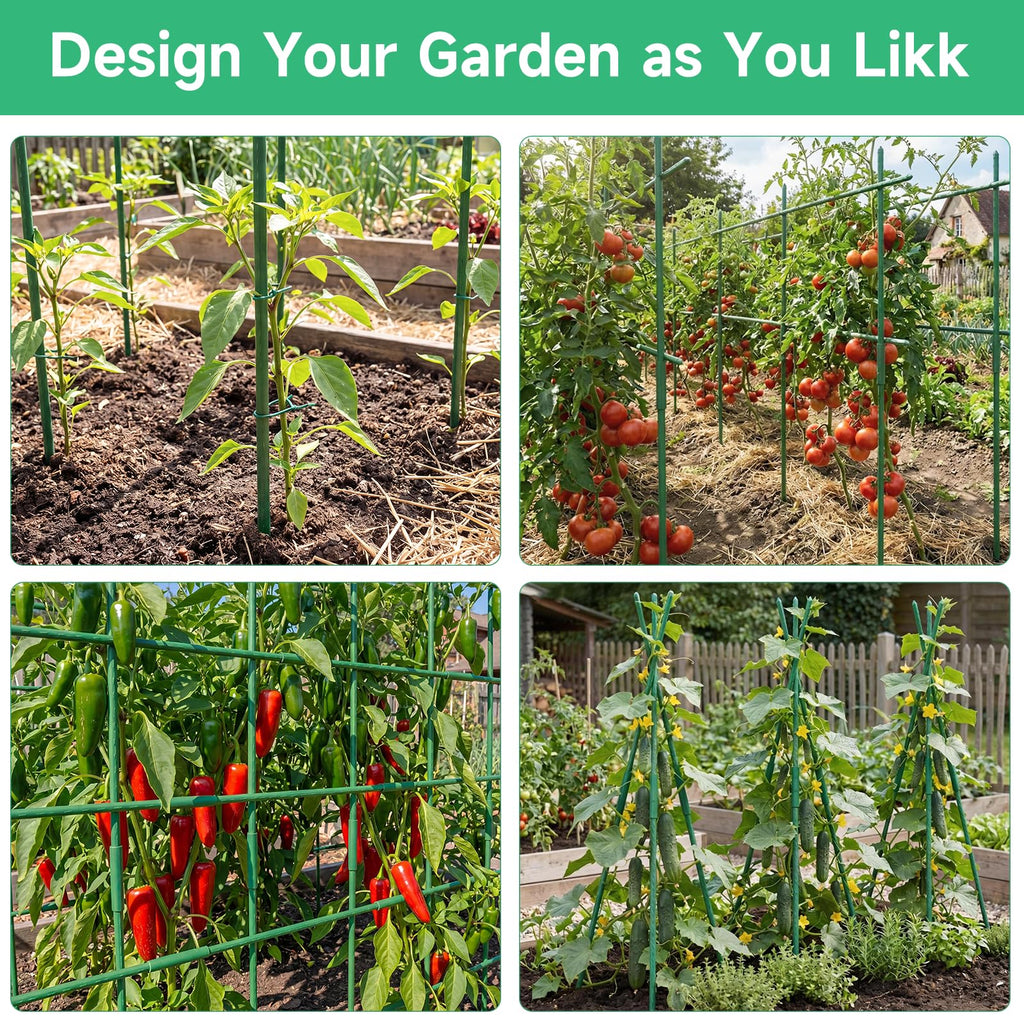 100 Pcs Garden Stakes 16 Inch DIY 4ft 5ft 6ft 7ft 8ft Tomato Plant Stakes