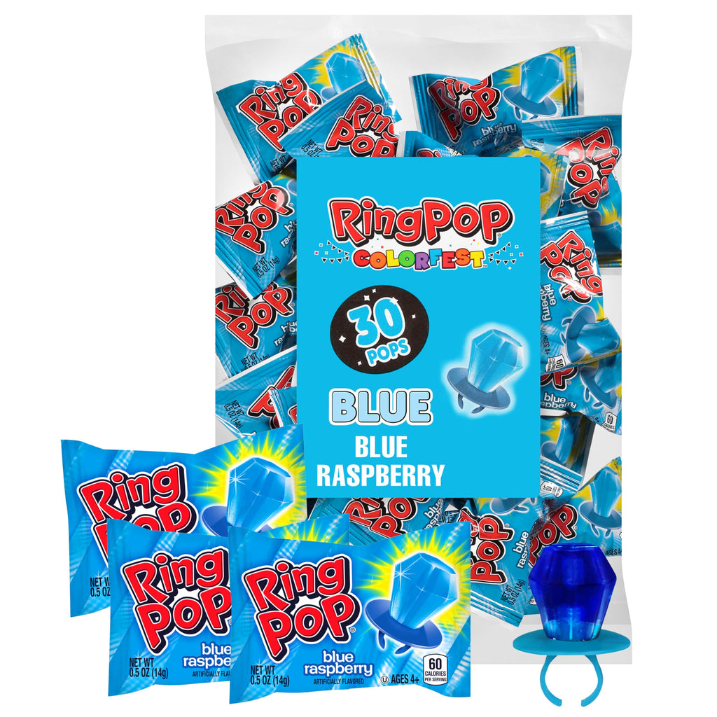 Ring Pop Blue Raspberry Halloween Lollipop, 30 Count, Bulk Party Favors