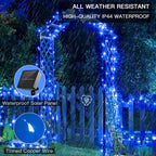 suddus 2 Pack 33ft Solar Fairy String Lights Small, 100 Led Blue Solar Fairy Lights Outdoor, 8 Modes Solar Christmas Lights Copper Wire for Trees Garden Patio Yard Deck Fence Party Decorations