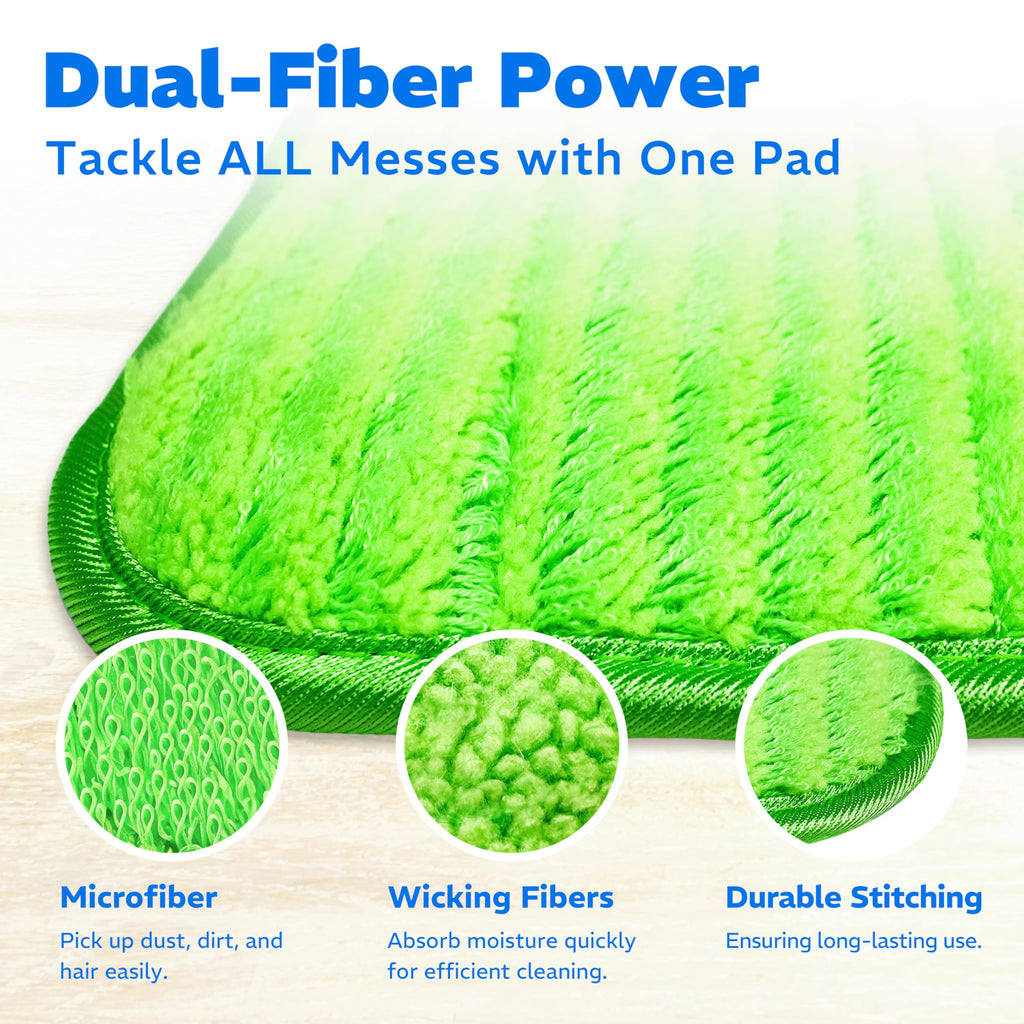 Befanty 3 Pack Reusable Microfiber Mop Pads, Compatible with Swiffer PowerMop and Bona Mop, Machine Washable Cloths, Scraper Included, Refills for All Floor Cleaning, Wet Dry - 16"- 18"