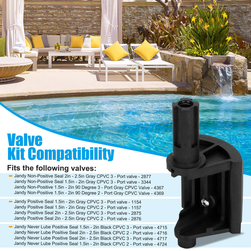 NURATIT 2-Port/3-Port Pool Valve Rebuild Kit Compatible with Jandy 2-way/3-way 4716, 4717 Valves, and Jandy Gray Series Valves. Includes Handle 7433, Valve Cover 4606, Diverter Valve 4720 (2 Pack)