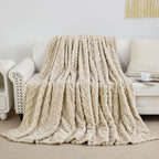 Aganear Fleece Throw Blanket for Couch, Fall Boho Blankets,50"x60" Khaki