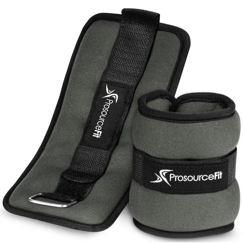 ProsourceFit Ankle / Wrist and Arm / Leg Weights Set of 2, Adjustable Strap for Men and Women, Grey 2 LB