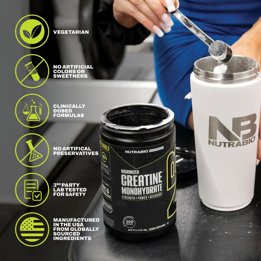NutraBio Pure Micronized Creatine Monohydrate Powder Supplement, Unflavored, (1000 g) - Supports Bulk Muscle Energy, Recovery, and Strength - HPLC Tested Creatine Powder Supplement for Men and Women