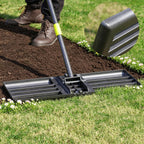 Lawn Leveling Rake Heavy Duty, 30"x10" Large Ground Plate Leveler Tool, Anti Flipping Smooth Edge Pull Behind Garden Landscape Rake for Soil Sand Dirt Yard Top Dressing, Long Handle 65 Inch