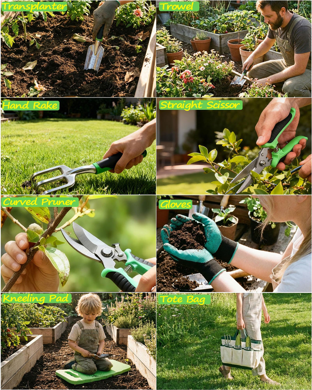10PCS Heavy-Duty Garden Tools Set for Beginners - Rust-Proof Aluminum Garden Kit with Soil Tester, Repotting Mat & Kneeling Pad, Perfect Gardening Gift for Women, Mom & Beginners