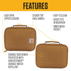Carhartt Insulated Lunch Cooler For Men and Women, Fully Insulated Lunch Pale for Everyday Use, 4 Can (Black)