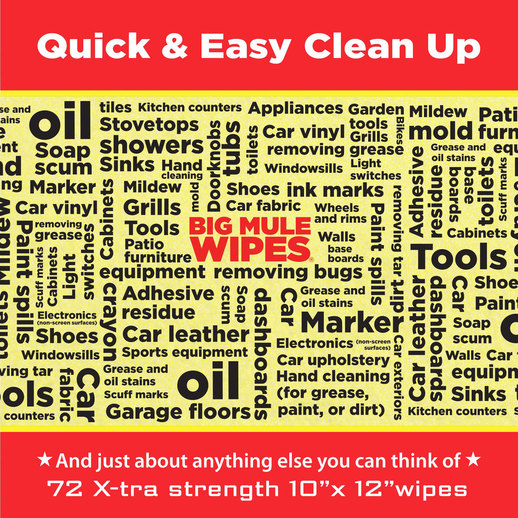 Mule Head Brand Big Mule Wipes XL Heavy-Duty Wipes - 10" x 12"