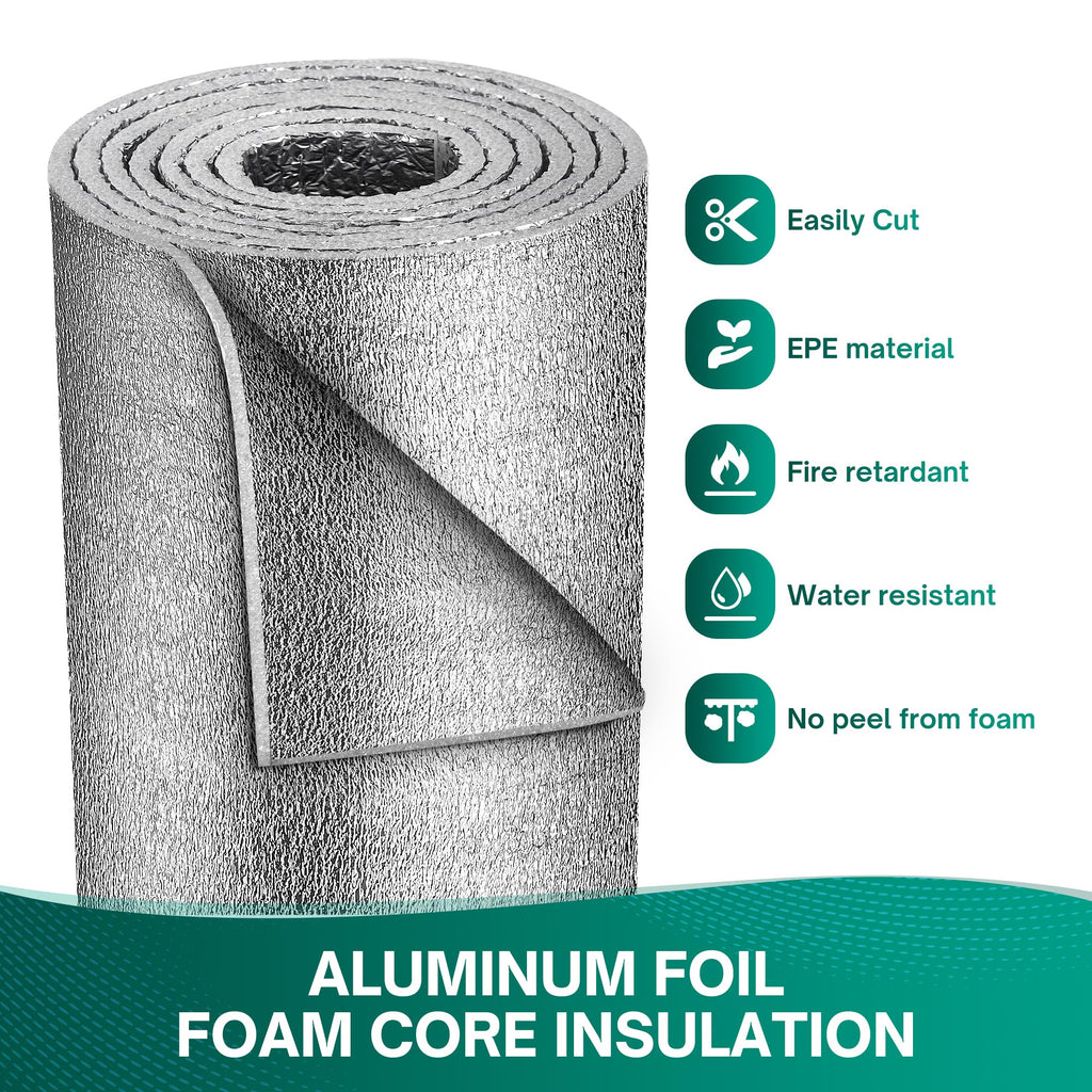HADOR Reflective Window Film Insulation Roll 59 in X 99 in, Foil Aluminum Roll Double-Sided Foam Core, Summer Window Heat Blocker for RV/Windows/Garage Door - Folded Package