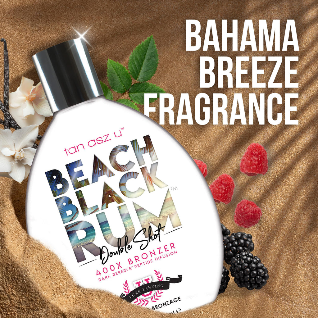 Tan Asz U Beach Black Rum Tanning Lotion, Double Shot 400X Bronzer, Dark Reserve Peptide Infusion, Luxe Indoor Tanning Lotion with Coconut Water & Algae Extract, 13.5 Fl Oz