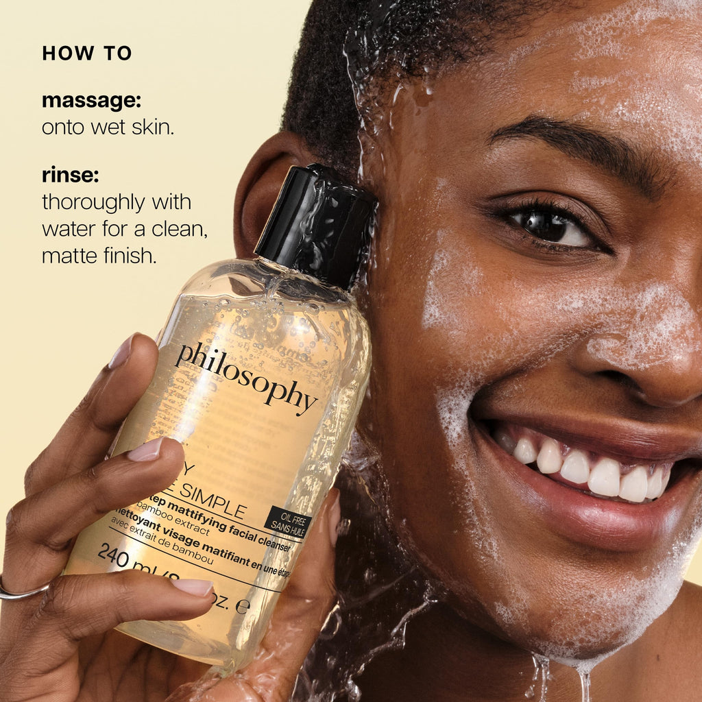 philosophy purity made simple one-step mattifying facial cleanser - with bamboo extract - oil-free formula gently removes makeup & dirt, leaving skin with a healthy, matte appearance - 8 fl oz