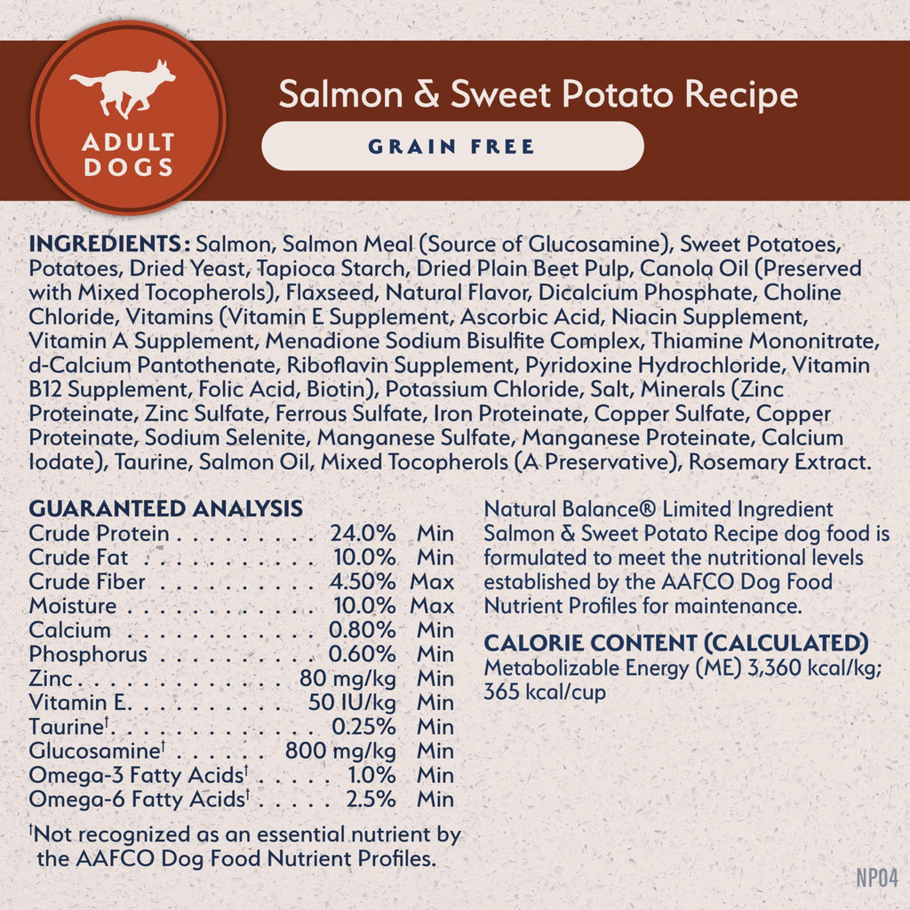 Natural Balance Limited Ingredient, Dog Food, Salmon & Sweet Potato, 24 lb