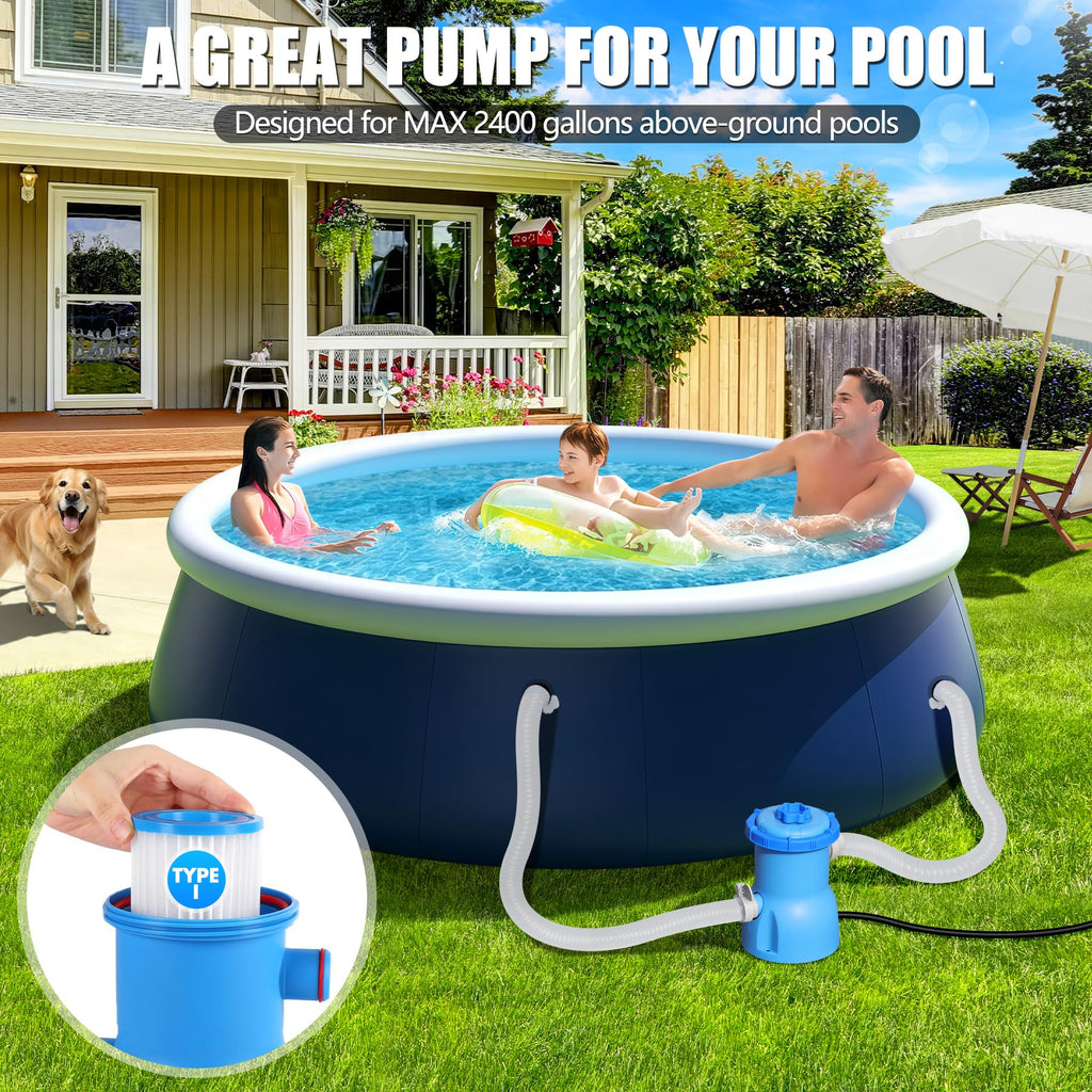 BluClear 300 GPH Pool Filter Pump for Small Above Ground Pools, ETL Certified Pool Cartridge Filter Pump System with GFCI, Safety & Reliable Water Circulation Pumps - Rapidly Capture Debris in Water