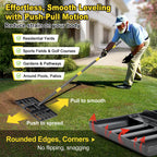 Lawn Leveling Rake: Anti Flipping 17" x 10" Stainless Steel Lawn Ground Leveler for Soil, Heavy Duty Grass Top Soil Dressing Leveling Rake, Home Lawn,Golf Field,Yard Landscaping Tool, 60” Long Handle
