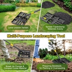 Lawn Leveling Rake: Anti Flipping 17" x 10" Stainless Steel Lawn Ground Leveler for Soil, Heavy Duty Grass Top Soil Dressing Leveling Rake, Home Lawn,Golf Field,Yard Landscaping Tool, 60” Long Handle