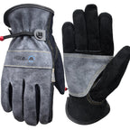 WZQH Leather Work Gloves for Men or Women, Large Glove for Gardening, Tig/Mig Welding, Construction, Chainsaw, Farm, Ranch, etc. Cowhide, Soft Lining, Utility, Firm Grip, Durable. Grey-Black L