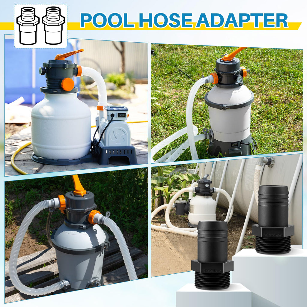 Saillong 2 Pcs Hose Male Insert Adapter Compatible with Hayward SPX1091Z2, S240PAK1, S200PAK1, S160TPAK1, PAK3, S160T, S190T, Pool Hose Adapter Replacement for Sand Filters