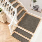 COSY HOMEER Stair Landing Rugs Non-Slip Corner Indoor Edging Stair Treads for Wooden Steps,Washable Soft Stair Landing Mat for Kids,Elder and Dogs,Polyester,TPE Backing,Light Brown,30x30inch
