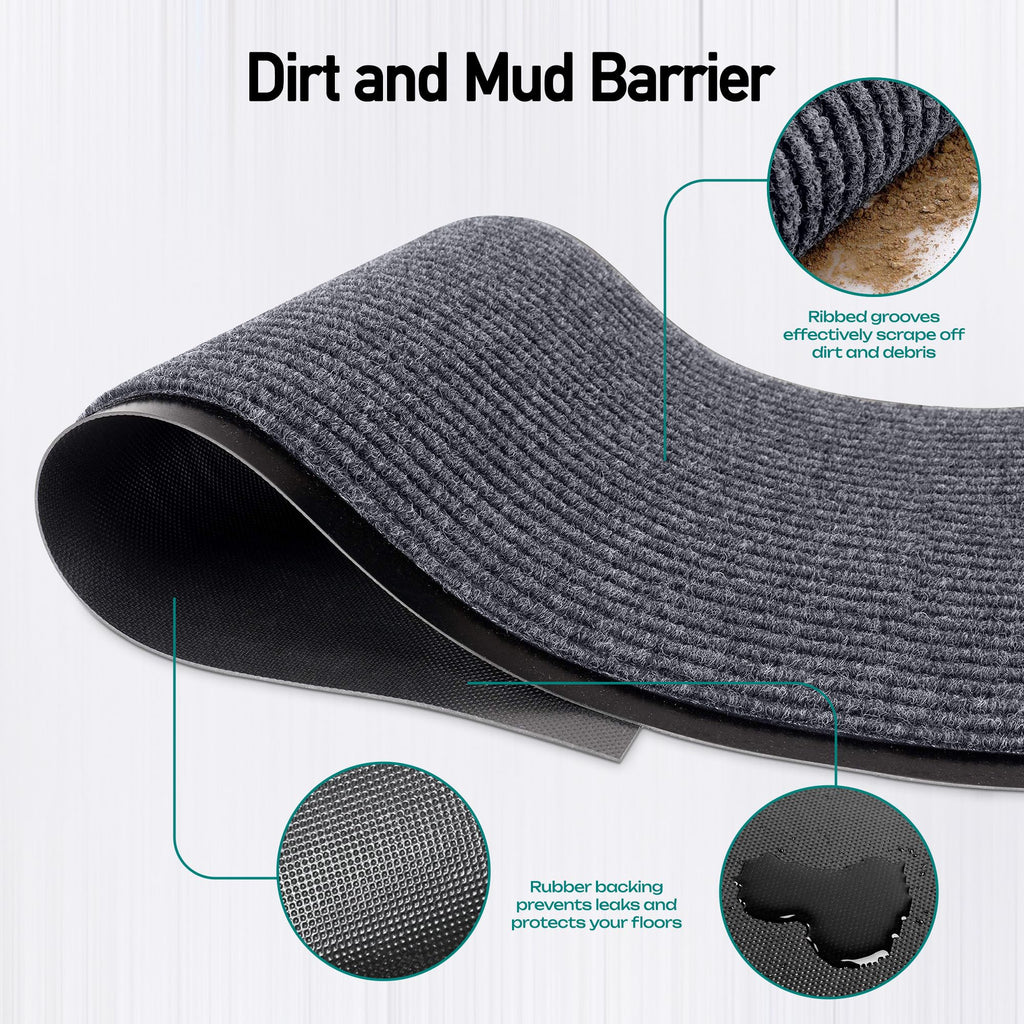 MaxMat Commercial Floor Mat, Heavy Duty Indoor Outdoor Door Mat, 3x5 Feet Grey, Waterproof Entrance Mat, Non-Slip Backing Rug for Office, Store, Warehouse, Hallway, Garage & Entryway