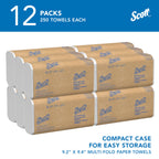 Scott® Professional Universal Multifold Paper Towels, Bulk (03650), Absorbency Pockets, 9.2" x 9.4" sheets, Plus Tier, Compressed, White (250 Sheets/Pack, 12 Packs/Case, 3,000 Sheets/Case)