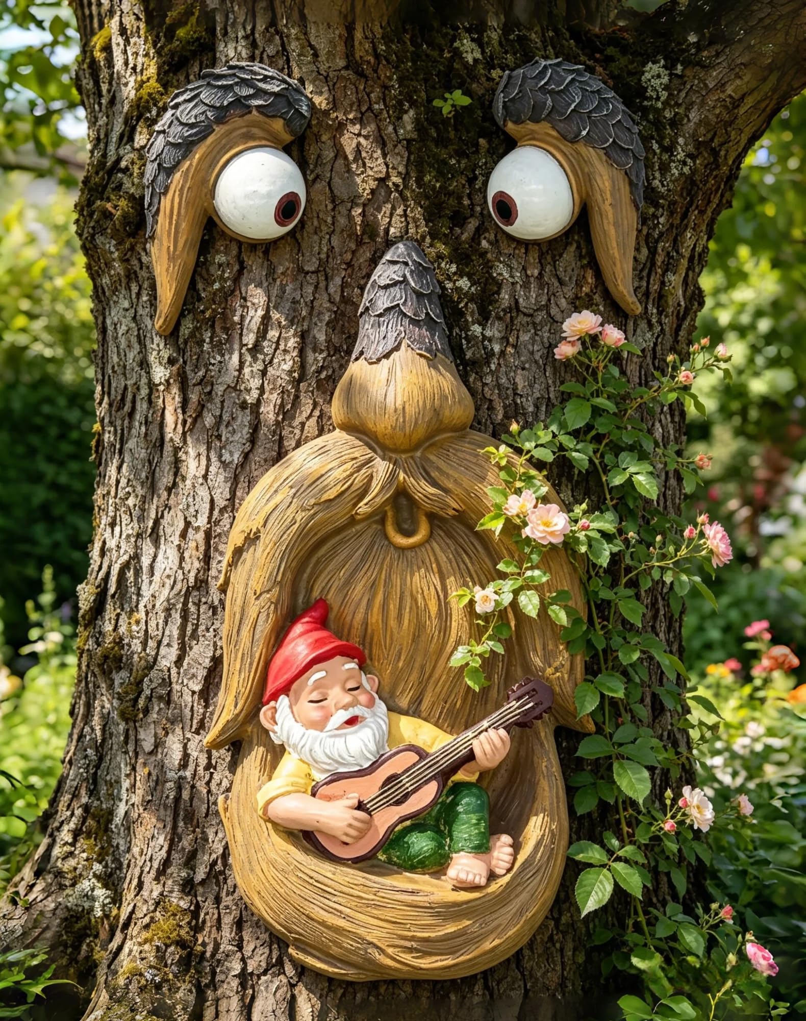 tree faces decor outdoor,tree faces,tree decorations outdoor,with gnomes
