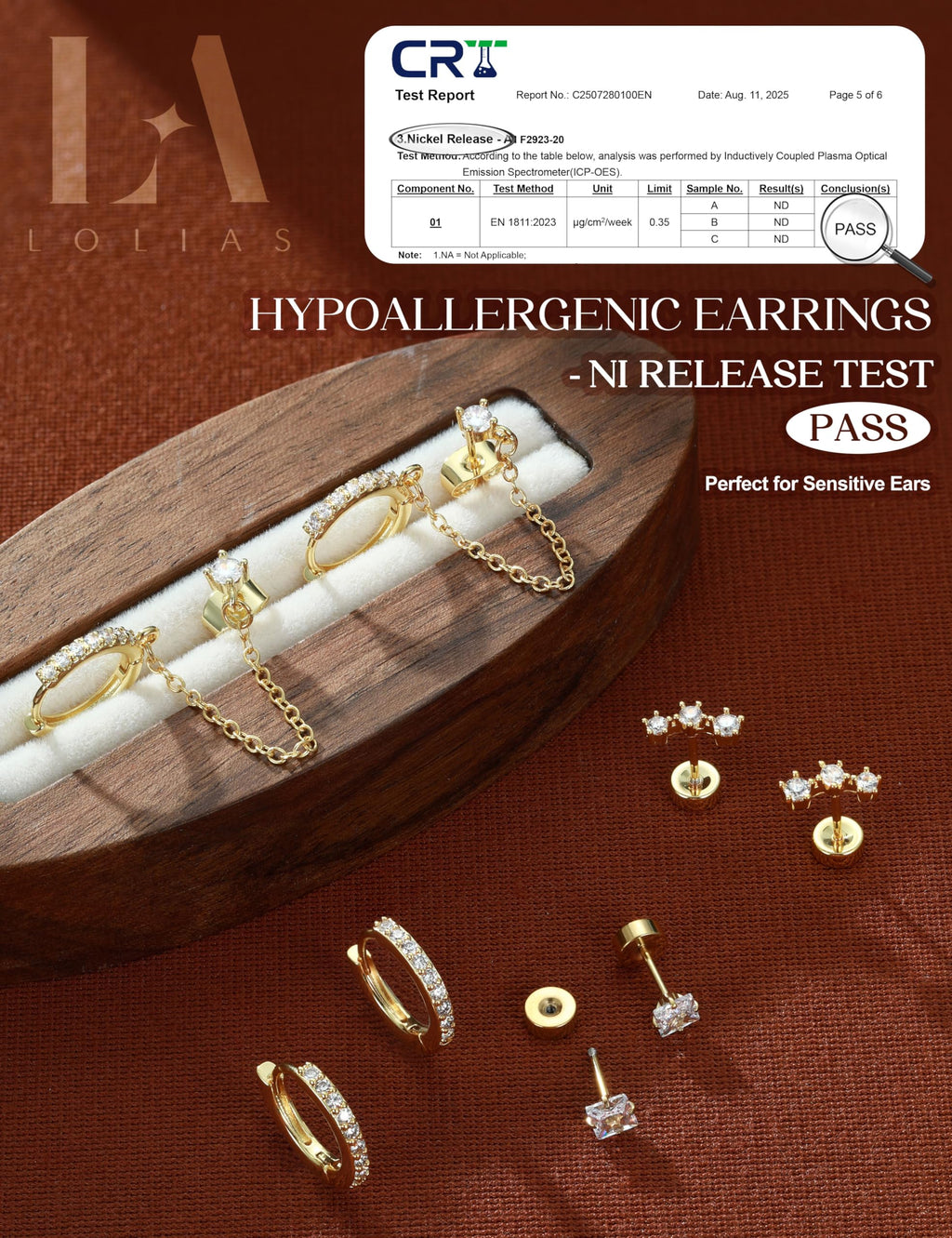 LOLIAS Hypoallergenic Flat Back Earrings Set for Women-Surgical Stainless Steel Earrings for Sensitive Ears-14K Gold Plated Chain Cartilage Earring Stacks Flatback Stud Hoop Earring Sets for Multiple Piercing Jewelry Gold