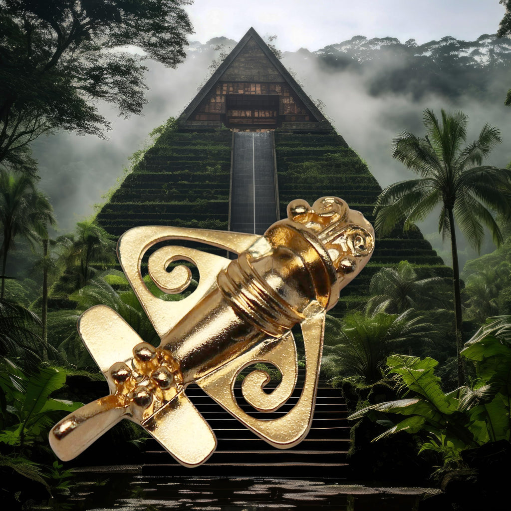 Real Metal Quimbaya Flyer Pin Real 24K GP Pre-Colombian Ancient Alien Artifact Lapel, Hat, Jacket or Backpack Pin