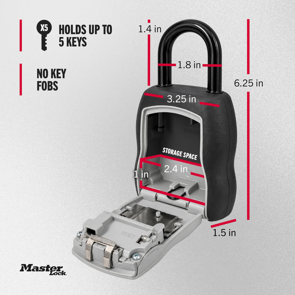 Master Lock Portable Key Lock Box, Combination Lock Box Holds 5 Keys 5400EC
