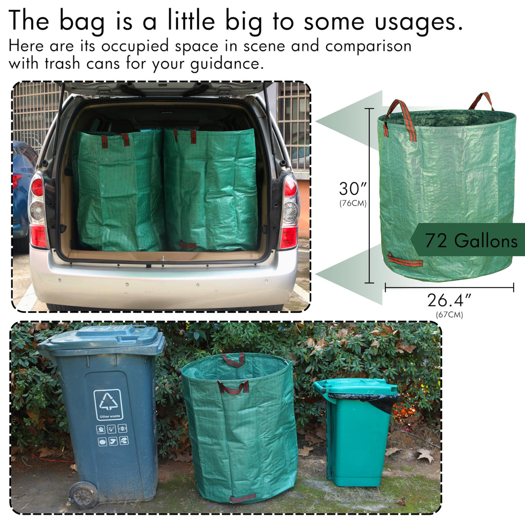 Gardzen 3 Pack 72 Gallon Garden Waste Bags Reusable Heavy Duty