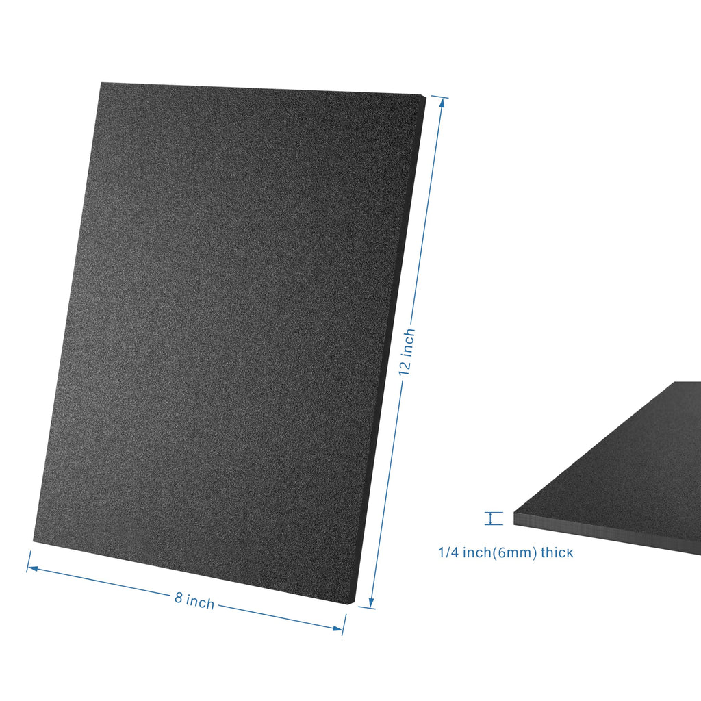 KAITELA ABS Plastic Sheet 8" x 12" x 1/4" Thick (6mm) Black Rigid Moldable Thermoplastic Board for Crafts, DIY Projects, Home Decor - Textured & Smooth Surface, Pack of 2