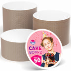 Riccle Cake Boards 10 Inch Round Pack of 50- Smooth Edged 10" Board, Disposable - Sturdy - White Cardboard Circles -Food Grade