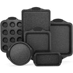 BAKKENMaster 6-Piece Nonstick Gray Marble Coated Bakeware Set - Professional Quality Carbon Steel Pans with Silicone Handles - Ideal for Oven, Refrigerator, Freezer - Dishwasher Safe