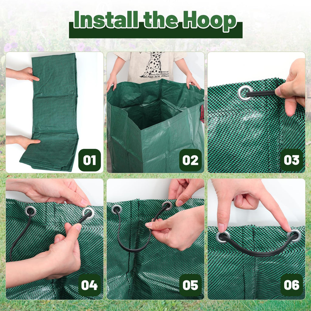 Dntorx 72-Gallon Lawn Leaf Bags, 3-Pack Reusable Yard Waste Bags