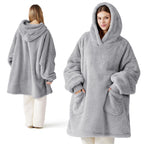 Bedsure Soft Wearable Blanket Hoodies for Women, Grey, Standard