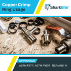 SharkBite 3/8 Inch Copper Crimp Rings, Pack of 25, PEX Pipe, PE-RT, 23101CP25