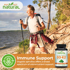 Why Not Natural Vitamin D3 K2 (MK-7) with Organic Spirulina, 10000 IU Extra Strength Supplement in Veggie Capsules, Supports Bone Health, Immune System and Mood