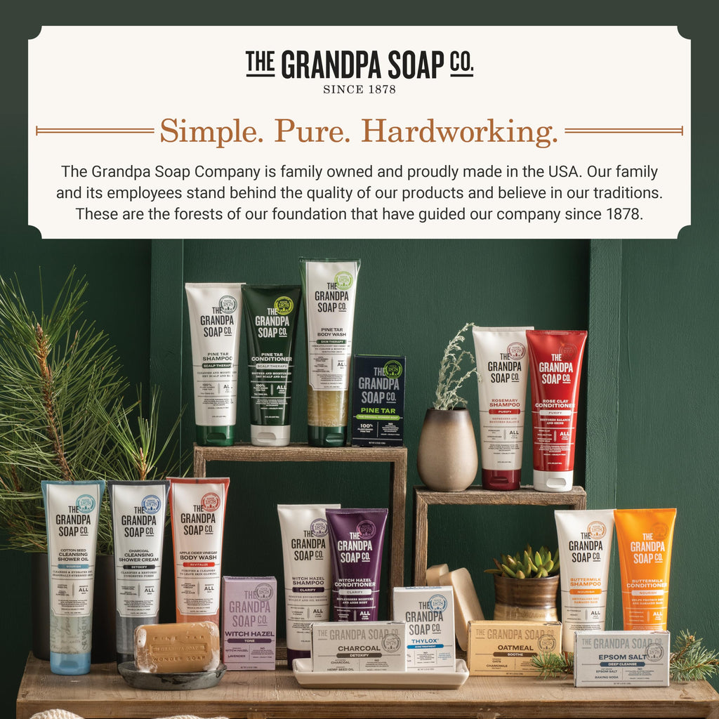 The Grandpa Soap Company Pine Tar Body Wash - Dermatologist Recommended to Cleanse & Moisturize Irritated Skin, Deodorizing Power, With Pine Tar & Tea Tree Oil, 9.5 Fl Oz 2 Pack